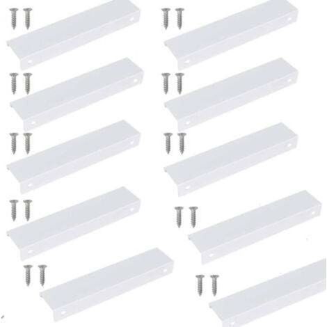 Poignées de cuisine invisibles blanches – Lot de 10, 150 mm, design épuré et moderne pour placards, armoires et tiroirs (1/5)
