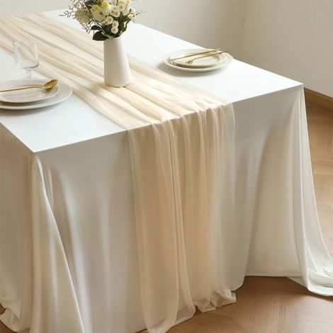 Camino de mesa de gasa translúcida,75x300cm Camino de mesa de tul romántico,Decoración de mesa de estilo bohemio,Adecuado para bodas (1/5)