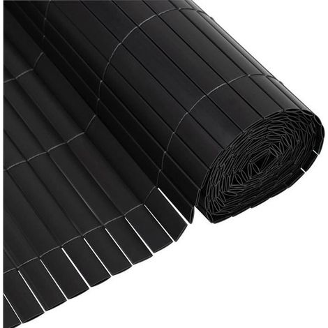 Canisse PVC double face - NATURE - 1 x 3 m - 1600 g/m² - Occultant 4/5 - Anti-UV - Anthracite (1/4)