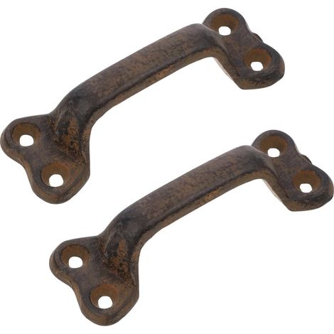 2 Stück Vintage Gusseisen Türgriff aus Braunem mit Hoher Härte Rustikaler Scheunentürgriff (1/5)