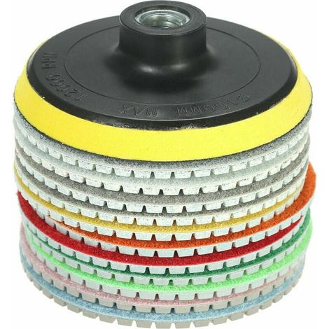 12-teiliges Diamantpolierpad-Set (4 Zoll Diamant-Nasspolierpad + 1 Stützteller) für Granit, Marmor, Stein, Keramikfliesen und Beton