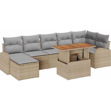 Set Divano da Giardino 8 pcs Beige Poly Rattan vidaXL (1/5)