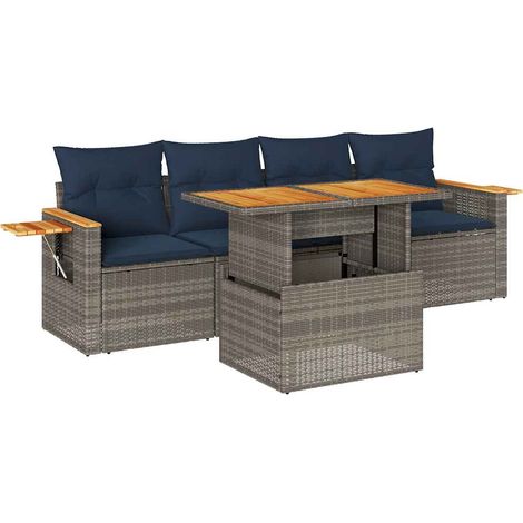 Maison Exclusive - 5-tlg. Garten-Sofagarnitur mit Kissen Grau Pol