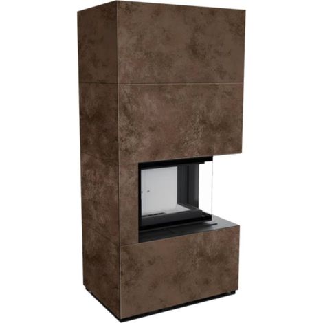 Kratki Kaminbausatz FLOKI BOX rechts 8kW Ø160 Quarzsinter OXIDE MORO mit Türfeder (1/5)