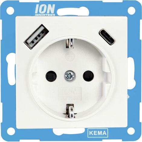 ION Industries Prise murale Blanc H3.2xl7.1xL7.1cm