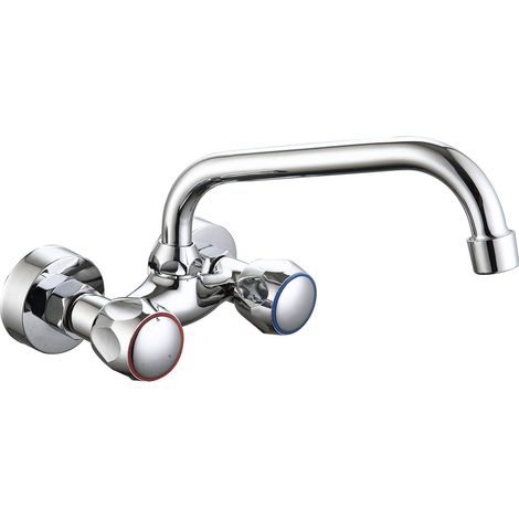 Robinet Mitigeur mural de cuisine 15cm, chromé (1/2)