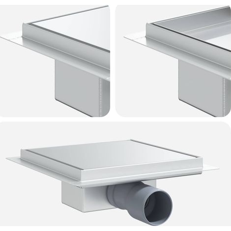 2 in 1 Shower Drain Silver 20 x 20 cm Stainless Steel 304 vidaXL