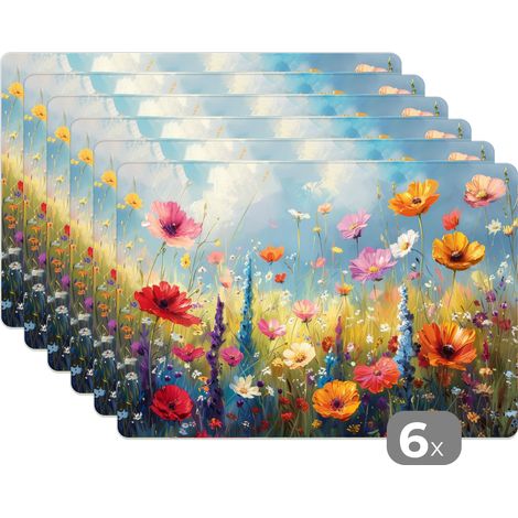 PLACEMAT Set of 6 - Flowers - Nature - Botanical - Art 45x30 cm (1/5)