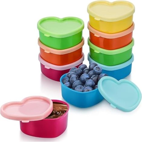 Lot de 9 petits contenants alimentaires avec couvercles, 90 ml, pots à snacks en plastique, hermétiques, réutilisables pour déjeuner, yaourt, congélateur. (1/4)