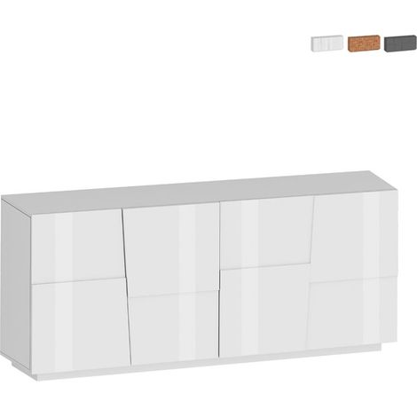 Aparador salón estilo moderno 4 puertas 200 x 44 x 86 Darill - Blanco brillante