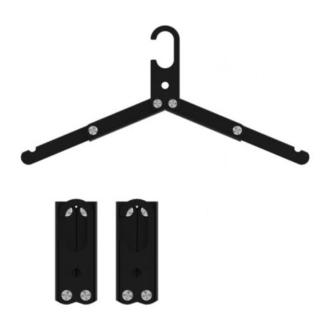 QORVA-Pack de 3 cintres de voyage pliables en aluminium (noir), légers et durables, parfaits pour les croisières et le camping. (1/5)