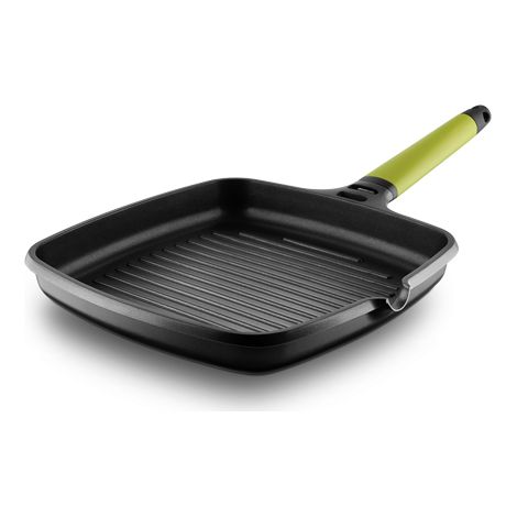 FUNDIX grill aluminio fundido 27x27 cm kiwi , Grill alumnio fundido 27x27 cm KiwiMarca FundixEl Grill Fundix con Mango Desmontable Termoplástico Kiwi de 27cm. es la mejor s (1/3)
