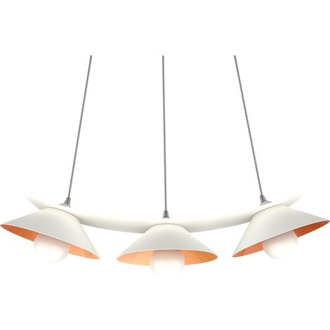 LUMICOM  MILLER Sospensione, 3X E27, max 42W, metallo, bianco opaco/foglia rame, L.70cm