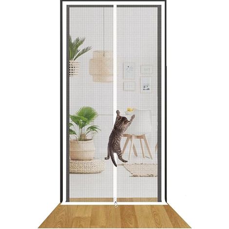 Moustiquaire magnétique pour porte, 140 x 240 cm moustiquaire en fibre de verre, idéale pour porte de balcon, salon et terrasse, montage facile sans perçage Blanc (1/5)