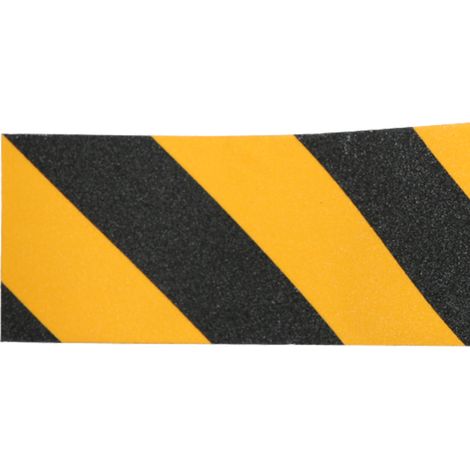 Ruban adhésif de sécurité jaune et noir antidérapant pour sols, murs et tuyaux - Signalisation avertisseuse (1/5)