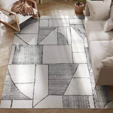 Tapis moderne antidérapant à lignes géométriques, en polyester multicolore, 230 x 160 x 0,7 cm (1/5)