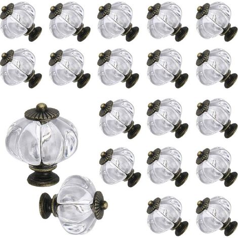 Lot de 20 boutons de citrouille en acrylique transparents pour portes, placards, tiroirs, commodes, placards, meubles de cuisine ou chambre d'enfant (1/5)