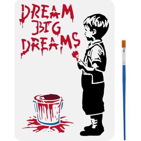 Pochoir pour Peinture 21X29.7cm Modèle de Graffiti Creux Avec Pinceau Pochoir de Peinture Pochoir Modèle de Thème pour Bricolage (1/5)
