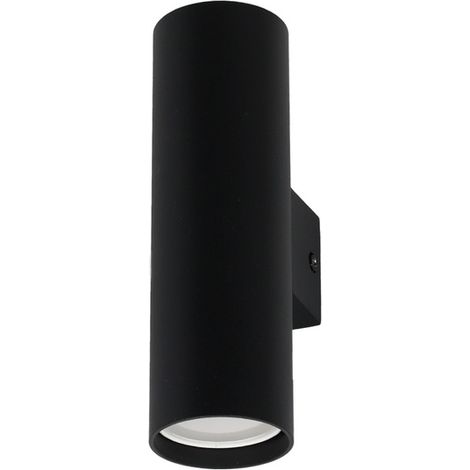 Applique murale aluminium noir avec éclairage double GU10 18cm