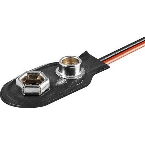 Portapilas con conector recto para 1 pila 6LF22 9V  Negro