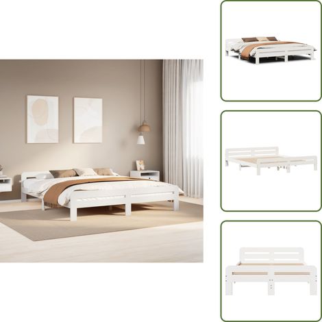 vidaXL Massivholzbett ohne Matratze Weiß 200x200 cm Kiefernholz (1/5)