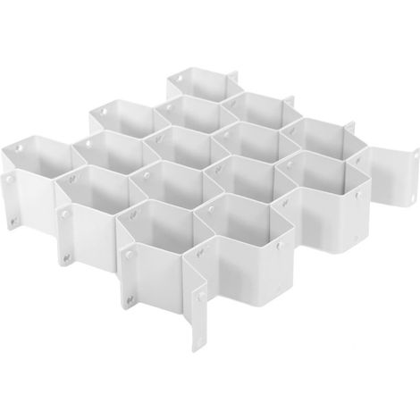 Lot de 6 Séparateurs de Tiroir "Modulable" 36cm Blanc (1/5)