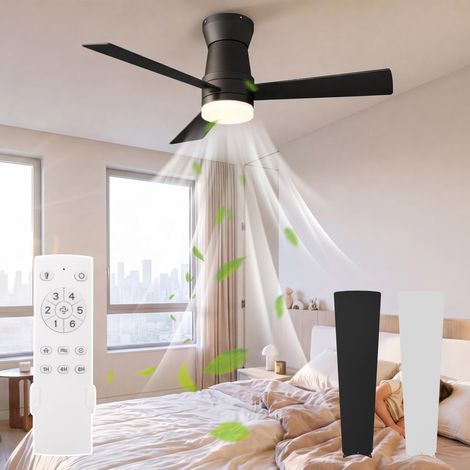 Ventilateur de plafond LED Ø 132 cm, 3 pales, 6 vitesses, télécommande et fonction été/hiver, noir (1/5)