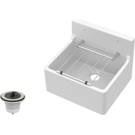 Traditional Fireclay Cleaner Sink with Waste - 455 x 362 x 396mm (1/2)