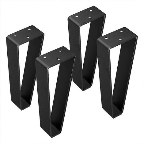 Quatre pieds de meuble en métal noir, élégants, adaptés aux pieds de canapé, avec vis, réglables, support robuste. (1/5)