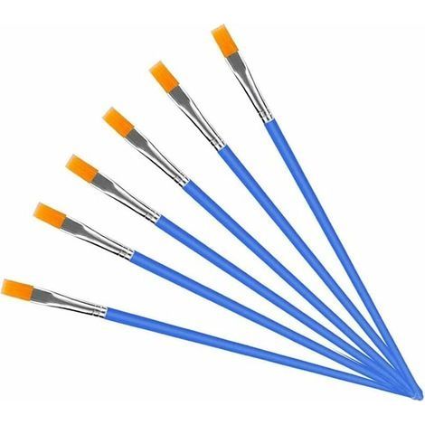 6 Pinceaux Plats, Petit Pinceau en Vrac pour Les Détails Fins, Peinture d'art-Acrylique, Huile, Aquarelle, Gouache, Modèle, Dessin Graffiti (Bleu).-QttvbTna (1/5)