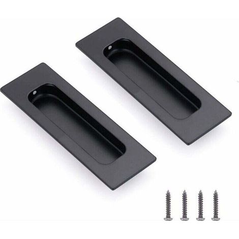 2 Pièces Poignée de Coquille en Acier Inoxydable Poignées de Meubles Cachées Poignées de Tiroir Poignée de Porte Coulissante Vintage Poignée Incrustée Ovale avec Vis pour Armoires/Portes Coulissantes (1/4)