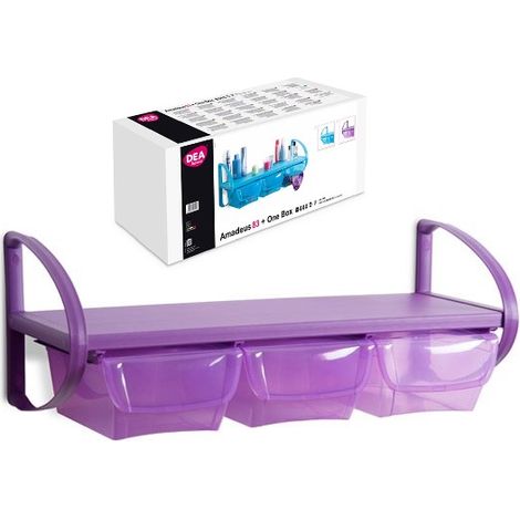 Mensola viola da parete per cameretta bambini asilo 3 box scorrevoli 81 x 33 x 31 cm Dea Home (1/2)