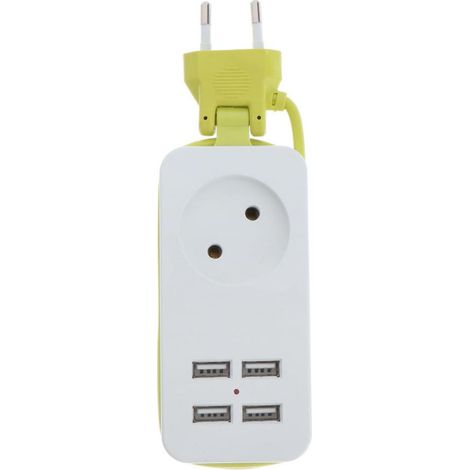 EU Plug Extension Socket Outlet Hub Travel Power Strip 5-Ports Avec 4 USB (1/5)