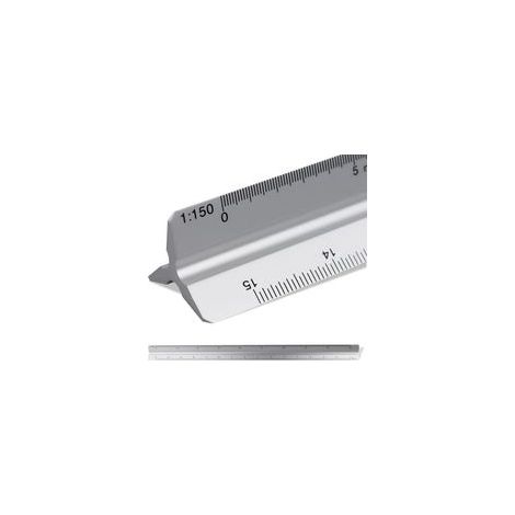 Règle d'architecte triangle à échelle de 30cm, Échelle: 1:20-1:25-1:50-1:75-1:10 Matière: Aluminium, Scalimètre (Thirty) (1/5)
