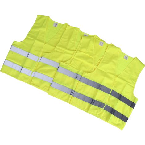 Gilet de sécurité haute visibilité 4 pièces, bandes réfléchissantes, jaune fluo XXL, pour accident, panne, circulation, homme femme (1/5)