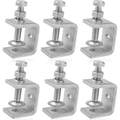 C-Klemmen 6 Stück mit M8-Außensechskantschrauben Klebeklemmen Verstellbarer Spannbereich 0 25 mm für Holzbearbeitung und Schweißmontage Edelstahl 2,4 (1/5)