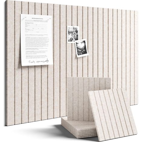 Tableau d'affichage mural en feutre blanc 30 x 30 cm, lot de 6 panneaux décoratifs, panneau mémo pour bureau, chambre et salle de classe (1/5)