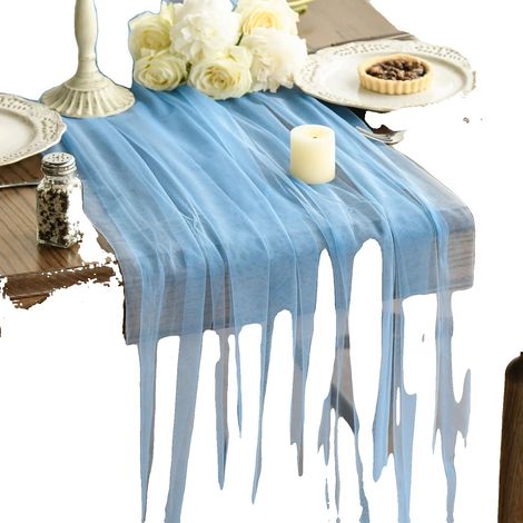 Tischläufer, durchscheinendes Design, strapazierfähiges Polyester, 1St sky blue, 75x1000cm-b (1/2)