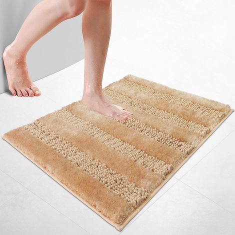 VOUNOT® Alfombra de Baño Antideslizante de Chenille 60 x 90 cm Beige