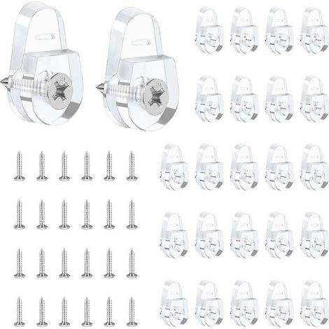Kit de 25 fixations pour miroirs, supports ronds pour miroirs muraux, clips de fixation transparents. (1/5)