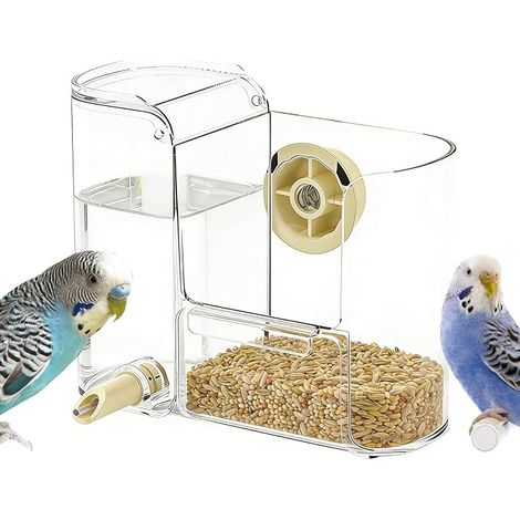 Universal Bird Feeder 250ml 2 - en - 1 grande capacité transparent Feeder - birdcage abreuvoir - pour animaux canari, moine perroquet, poulet, extérieur, intérieur, terrasse, fenêtre, Cour (1/5)