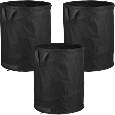 Pop-Up Gartensack 3er Set - Selbststehend & Wasserdicht - UVP-beständige Erntetasche mit 3 Griffen - Für Gartenarbeit, Laub, Unkraut