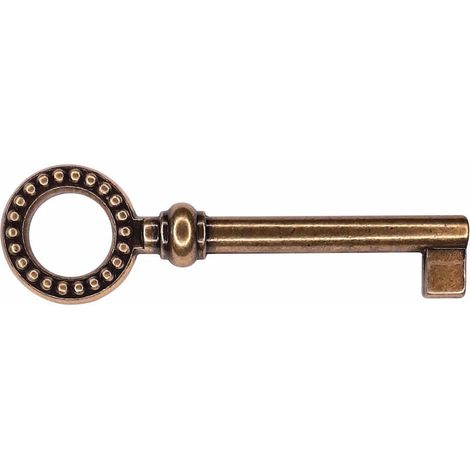 – Clé de meuble Louis XVI perlée 74mm – Zamak finition laiton – Serrure pour armoire vintage – Rénovation meubles anciens (1/3)