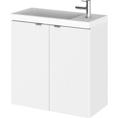 Alrewas Contemporary 2 Door Wall Hung Vanity Unit with Basin, Gloss White, 500mm