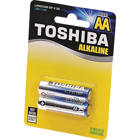 Piles alcalines standard AA 1,5 V TOSHIBA Blue Line, lot de 2 x 12