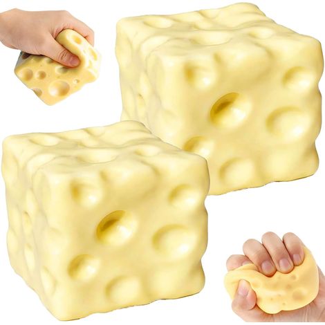 Balle anti-stress Cheese Squishy, Vaseline, lot de 2, 7 cm (1/5)