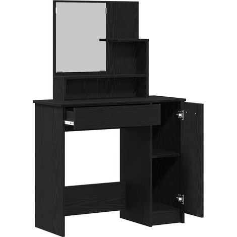 Maison Exclusive - Tavolo da Trucco con cassetto Rovere Nero 86,5 x 35 x 136 cm