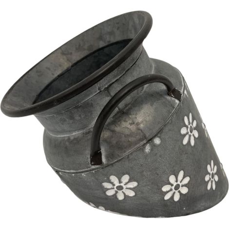 Deko 1/2 Zinkkanne grau Deko