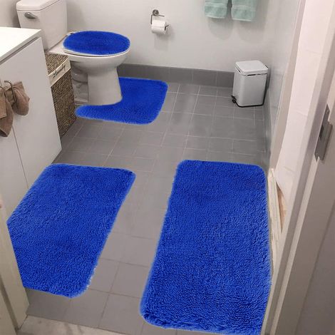Tapis De Salle De Bain - Lot De 4 - Mousse Mémoire Et Velours Peluche - Absorbant Non Glissant - Lavable En Machine - Noir - 40x80 cm 40x60 cm 40x50 cm 40x38 cm (1/5)