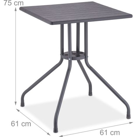 Tavolo da giardino quadrato dal design moderno 80 x 80 x 75 cm facile da pulire resistente in plastica grigia 130012886
